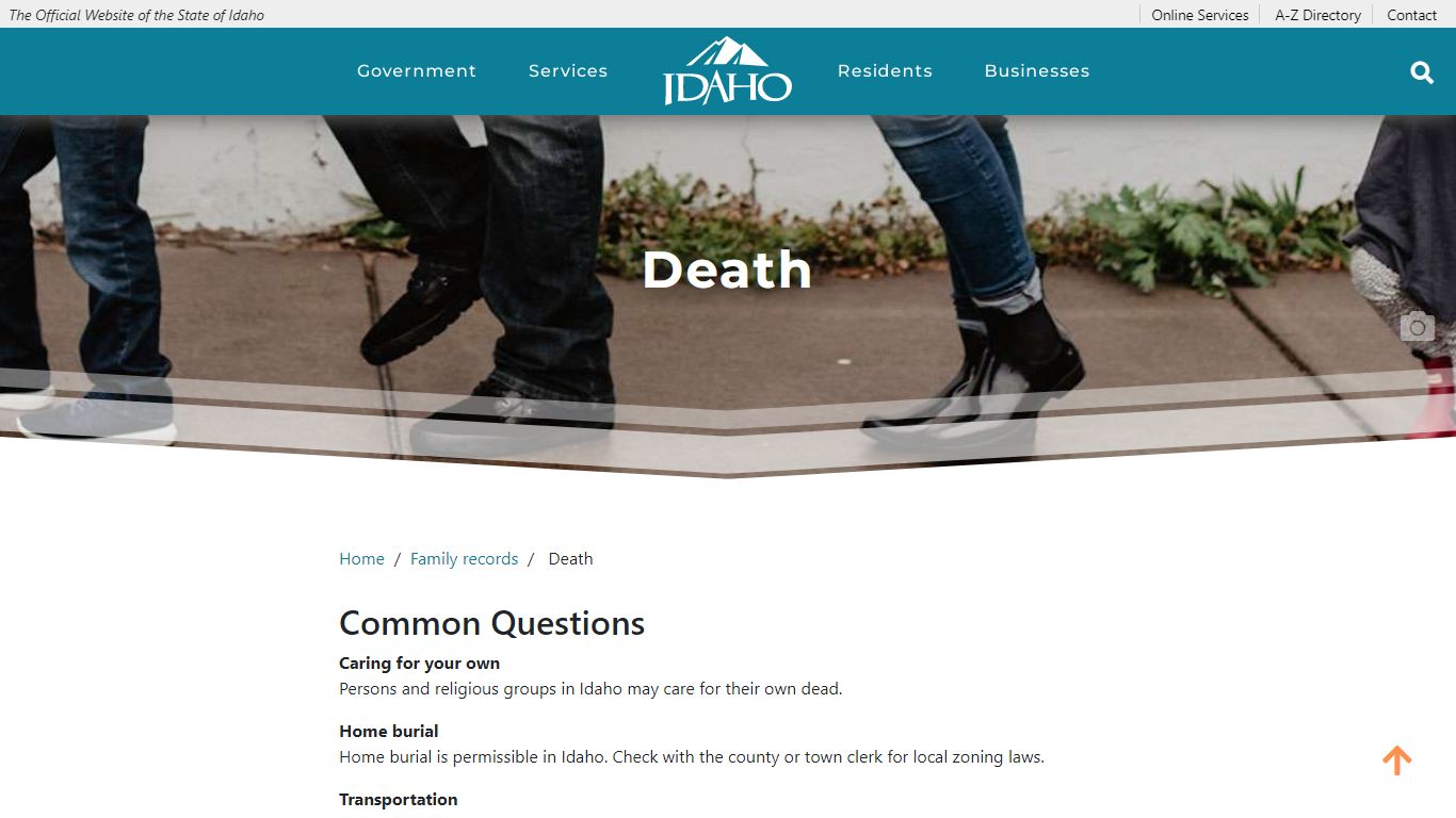 Death | The Official Website of the State of Idaho