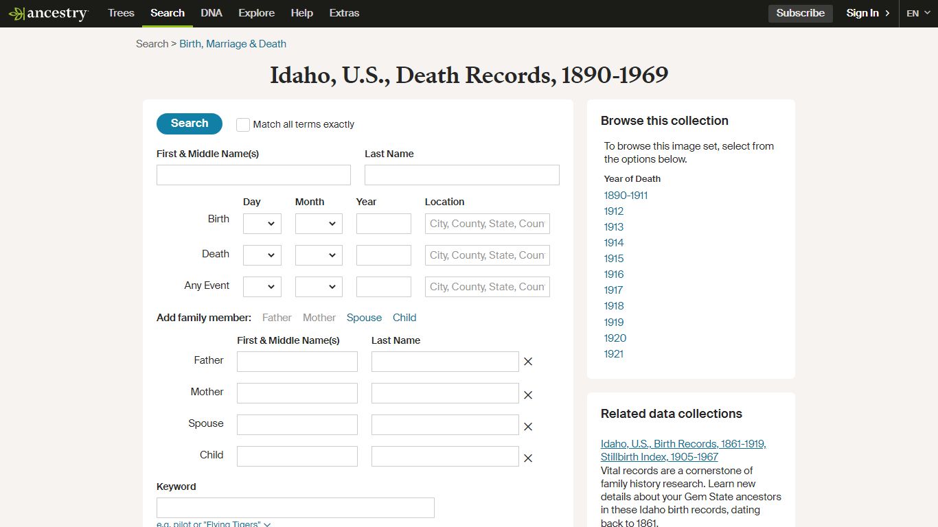 Idaho, U.S., Death Records, 1890-1969 - Ancestry