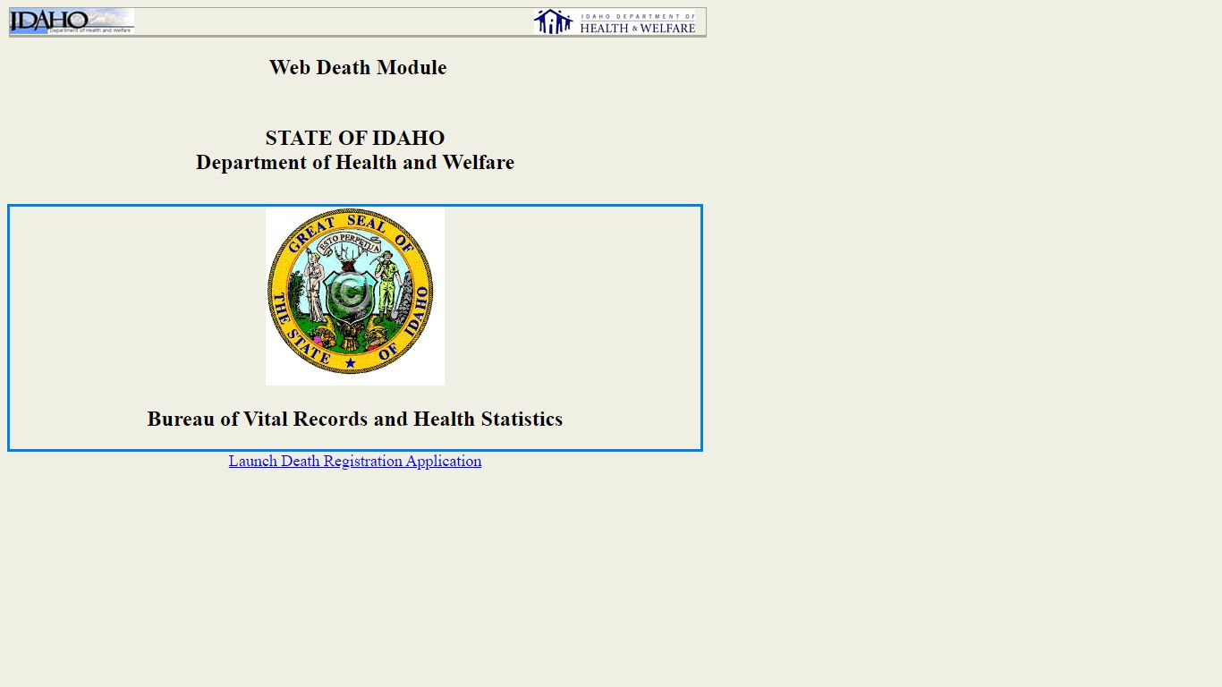 Idaho Death Application - Global Page
